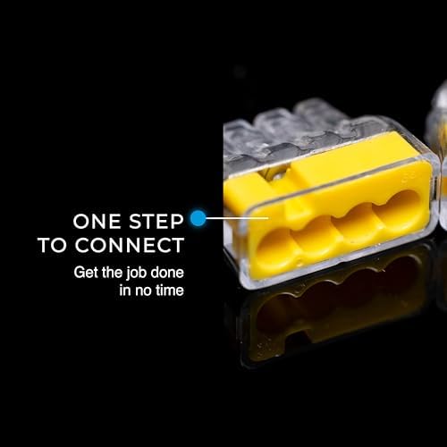 Ideal Electrical in-Sure Push-in Wire Connector, 4-Port (30-1034J), Jar of 200—Color Coded No-Twist Connectors for Solid and Stranded Wires