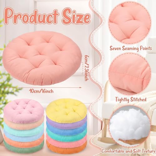 Fumete 12 Pcs Round Floor Pillows Cushions Seating 16 x 16 Inches Floor Round Cushions for Kids Toddlers Flexible Reading Chair Pillows for Classroom Home School Playing Supplies(Candy Color)
