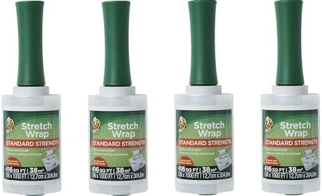 Duck Brand Stretch Wrap Roll, Clear, 5 inches by 1000 feet, 285849, Set of 4