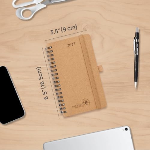 POPRUN 2027 Recycled Pocket Planner (Slim Size 3.5'' x 6.5'') Calendar Book