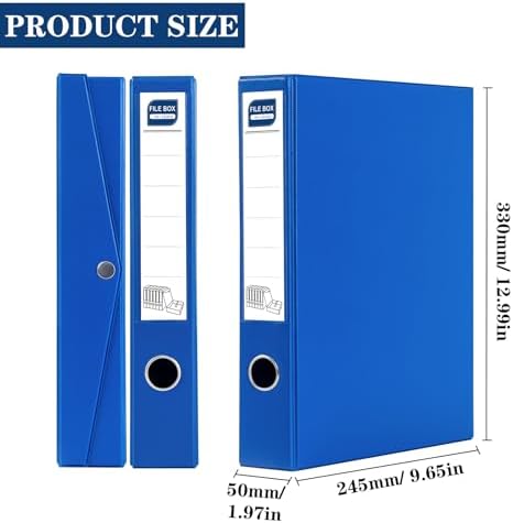 Storage File Boxes, 6 Pack Foldable File Boxes, 50mm Spine, Blue
