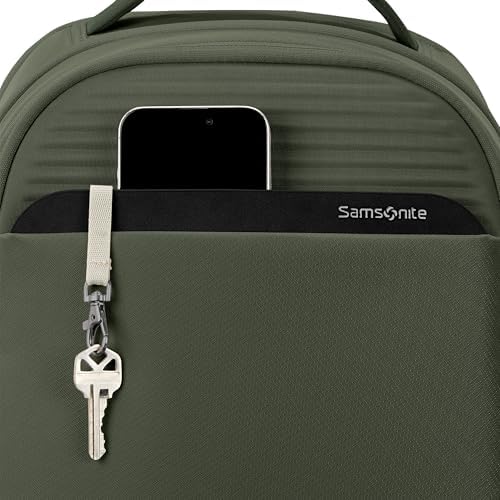 Samsonite Paralux Everyday Backpack - Laptop & Tablet Backpack with 5 Compartments, Removable TecKit™ Pouch, Microsuede Trim, Water Bottle Pockets - Work, Commute & Travel Bag - Olive
