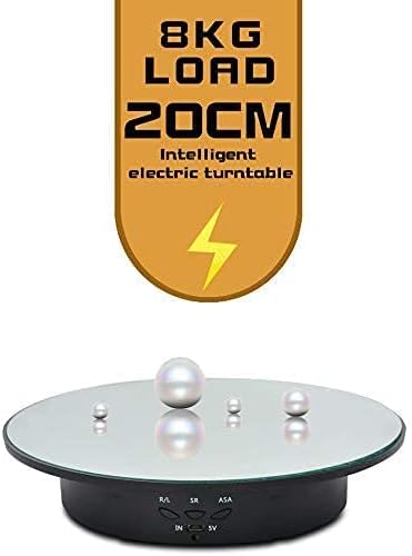 JAYEGT Motorized Rotating Display Stand, 7.87inch /17.6lbs Load, 360 Degree Electric Rotating Turntable for Photography Products, Jewelry, Cake,3D Model , Mirror Cover (Black/Button Control)