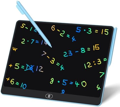 16 Inch Large LCD Writing Tablet for Kids, Colorful Reusable Electronic Doodle Board with Stylus, Educational Drawing Pad for Math Practice & Learning, Travel Essential Toys for Boys Girls (Blue)