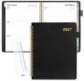 SUNEE 2027 Weekly & Monthly Planner 9"x11.2"- 12 Month (January 2027 - December 2027), Vegan Leather Cover, Pocket, Bookmark, Notes, Monthly Tab, Black