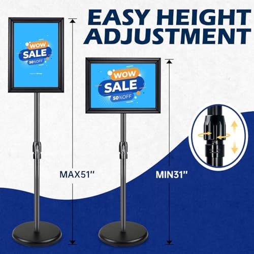 8.5x11 Sign Stands for Display, Adjustable Sign Holder Black 7-Pack