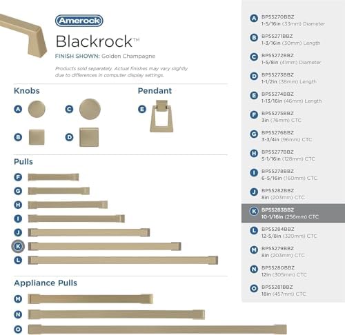 Amerock 10-1/16" Blackrock Golden Champagne Drawer Pull