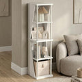 Furinno Flexi Book Shelf, 4-Cube Bookshelf, Standing Bookcase, White