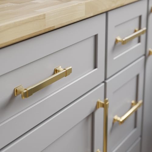 Franklin Brass 5 Pack Modern Gold Adjustable Drawer Pulls Kitchen Cabinet Handles Cupboard Knobs and Dressers Fits 1-3/8 to 6-5/16 inch (35–160mm) Hole Center | Adjusta-Pull™