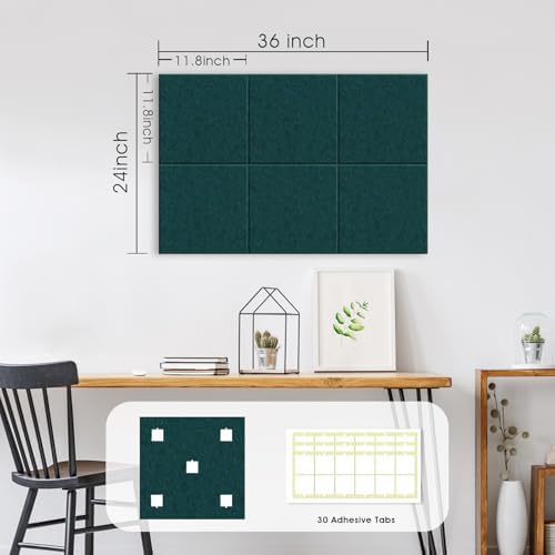 36" x 24" Large Felt Bulletin Board 1/2" Thick, Forest Green