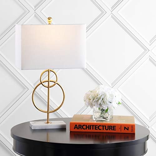 JONATHAN Y Haines Modern Circle Table Lamp 26" Metal Marble, Gold Leaf