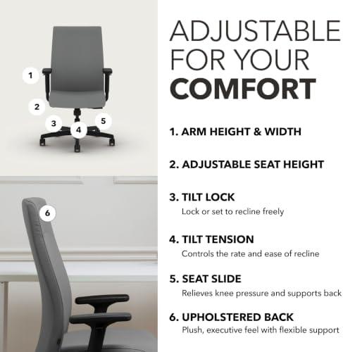 HON Ignition 2.0 Ergonomic Office Chair, Lumbar Support, Desk Chair, Frost