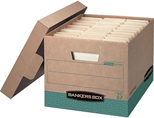 Bankers Box 12-Pack Recycled Heavy-Duty File Box, Letter/Legal, FastFold