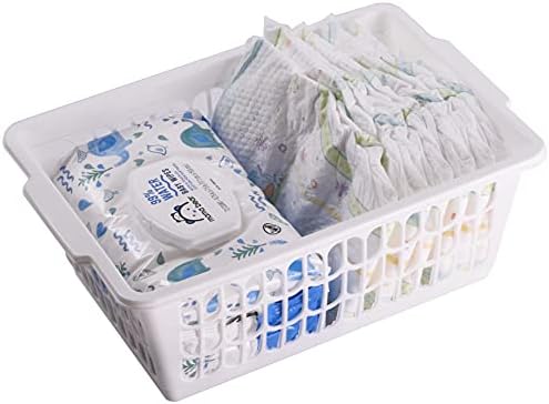 YBM HOME Plastic Perforated Storage Basket Bin Office Drawer, Shelf Desktop Countertop Tray Organizer 32-1188 (3, White)