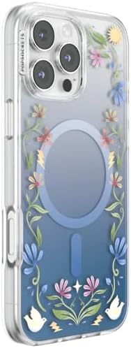PopSockets iPhone 16 Pro Max Phone Case with MagSafe, Wireless Charging Compatible, Disney - Boho Wildflowers Blue