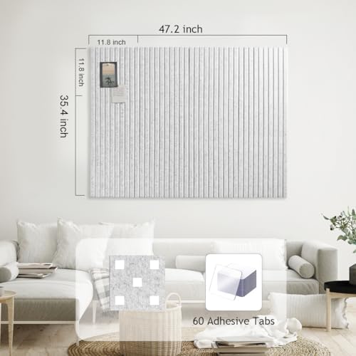 48" x 36" Large Felt Bulletin Board 1/2" Thick, Light Gray
