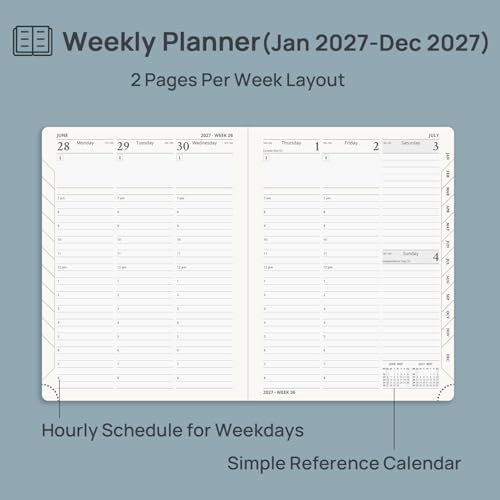 POPRUN 2027 Planner Weekly and Monthly, 6.5" x 8.75", Daily Calendar Book