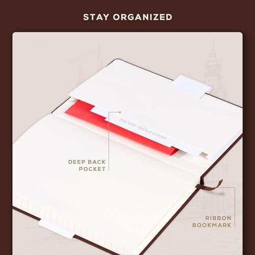 BEECHMORE BOOKS Premium Lined Leather Journal for Men & Women, 5" x 8" (A5) Thick 120gsm Ivory Cream Paper Notebook, Hardcover Vegan Leather Personal Diary, With Gift Box (Chestnut Brown) (Pack of 2)