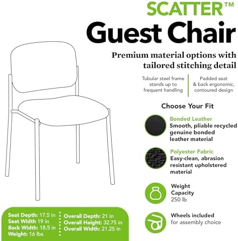 HON Scatter Guest Chair, Armless Office Chairs, Fabric, Black