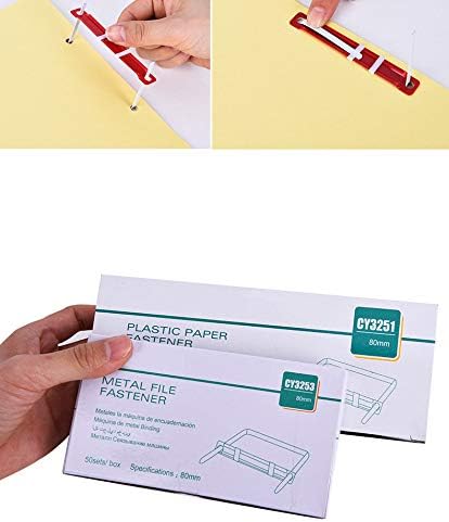 Metal Paper Fastener File Fastener,3.15"(80mm) Between 2 Hole,Box of 50 Complete Sets Binding Folder