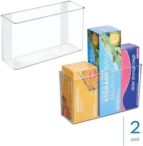 iDesign Adhesive Organizer Bin, Set of 2, Clear