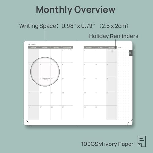 POPRUN 2026-2027 Academic Small Weekly Planner, 4" x 6.25" Purse Calendar