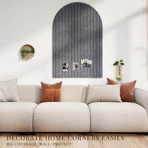 JBER Large Arched Felt Bulletin Board 36" x 24", 6 Pack, Dark Gray