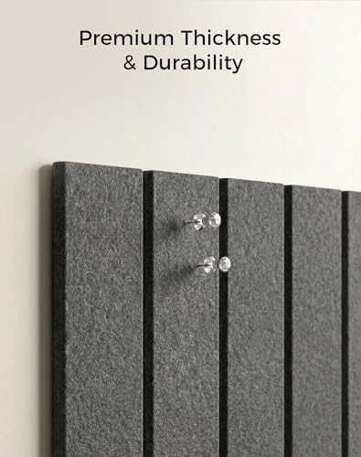 Aothia 12-Pack Felt Bulletin Board Tiles 48"x36", Modular Pin Board for Notes, Photos & Mood Boards, Cork Board Alternative for Smooth Walls, 0.35" Thick, 70 Adhesive Tabs & 40 Pins, Charcoal Gray