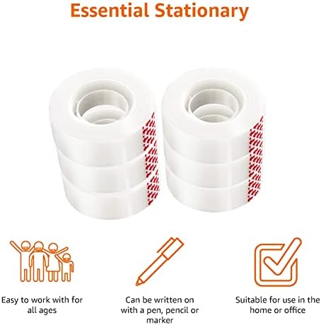 Amazon Basics Matte Finish Tape, 6 Pack, 3/4" Width x 1000" (27.8 yds) Length, Translucent