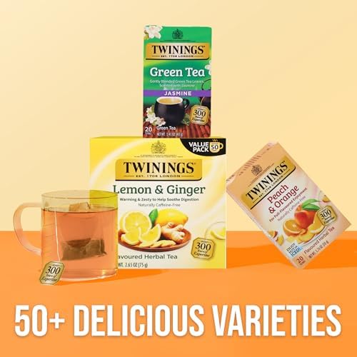 Twinings Peach & Orange Herbal Caffeine-Free Tea Bags, 20 CT Box (1 Pack)