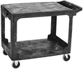 Rubbermaid Commercial Products 2-Shelf Utility/Service Cart Medium Flat Shelves Storage Handle 500 lbs. Capacity for Warehouse/Garage/Cleaning/Manufacturing