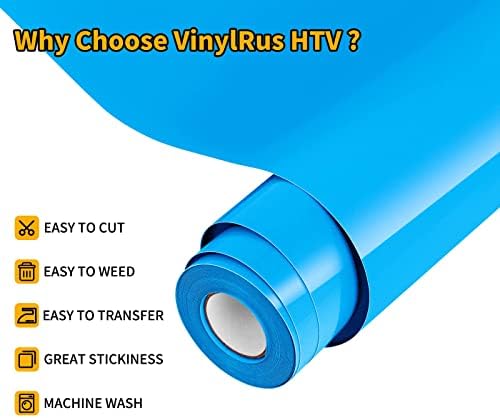 VinylRus Heat Transfer Vinyl, Sky Blue, 12" x 20ft