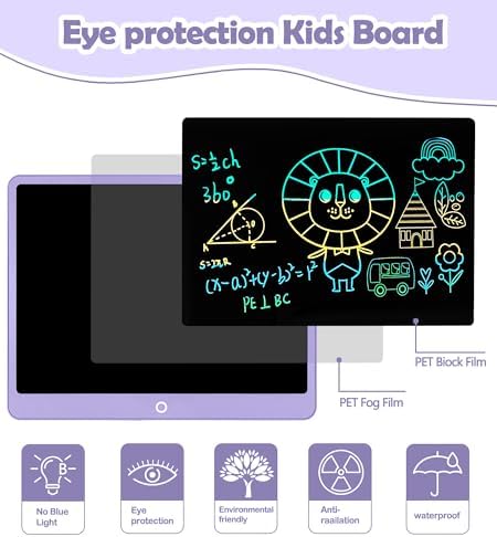 LCD Writing Tablet Doodle Board,16 Inch Colorful Drawing Pad for Kids,Mess Free Coloring for Toddlers Toys Gifts for 3 4 5 6 7 8 Year Old Girls Boys Home School Office Handwriting Tablet -Purple