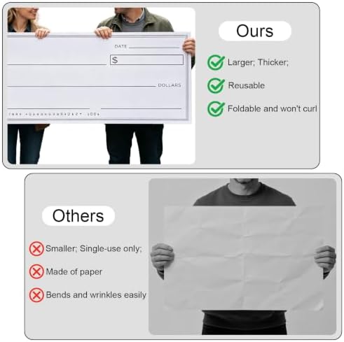 Penitue 2pcs Oversized Fake Check Award for Presentations with Tapes
