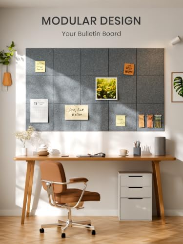 Bumusty 48"x 36" Large Felt Bulletin Board Tiles, Blue Gray