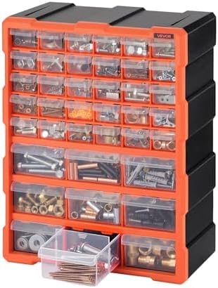 VEVOR 39-Drawer Storage Organizer, Plastic, Drawer Storage Cabinet for Garage Organization, Stackable Small Parts Organizer, Wall-Mounted Toolbox, for Hardware, Beads, Screws, Crafts, Building Bricks