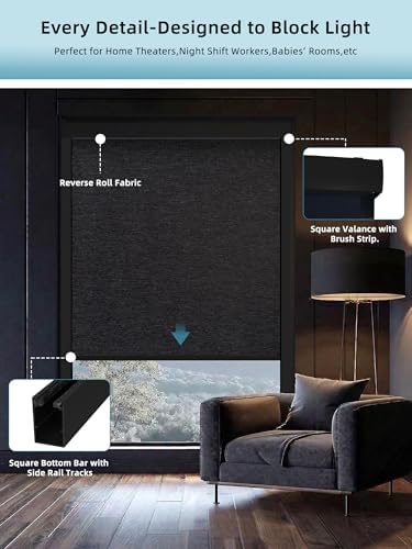 SmartWings Motorized Smart Roller Shades, 100% Blackout Eclipse Raven Black