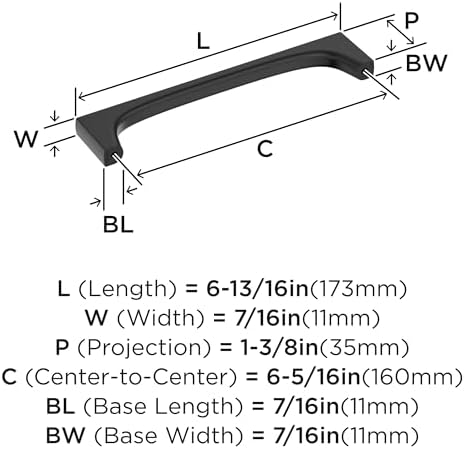 Amerock 6-5/16" Merced Matte Black Drawer Pull