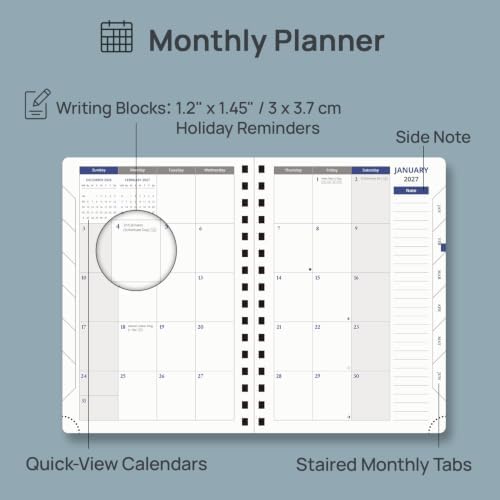 POPRUN Daily Planner 2027 One Page Per Day, 6" x 8.5", Day Calendar Book