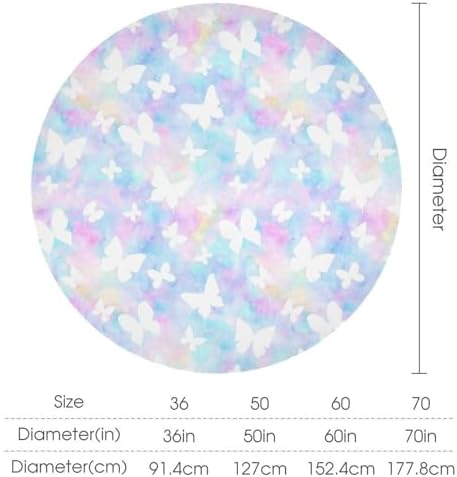 Rainbow Butterfly Tablecloth, Colorful Pink Blue White Butterflies Cartoon Print Table Cover for Farmhouse Kitchen Dining Room Table Decor, 36x36in