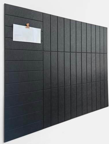 Felt Bulletin Board Tiles | Modern Cork Board Alternative | Large Cork Boards for Walls | Aesthetic Felt Wall Panels for Office & Home Decor | Pinboard & Photo Board (12-Pack) | Black