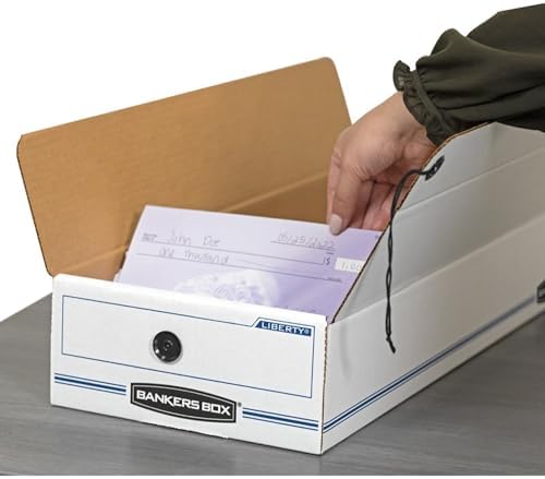 Bankers Box 12-Pack String & Button Check Box, 9" x 23" x 4"