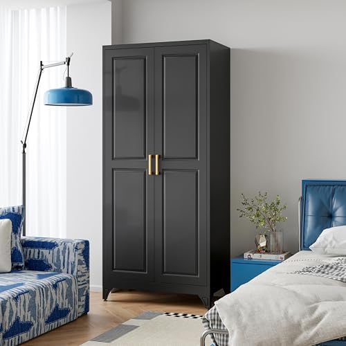 UNICOLY Metal Wardrobe Storage Cabinet,71" Armoire Wardrobe Closet