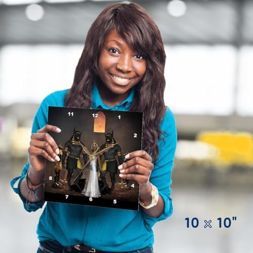 3dRose Wall Clock Silent - 10 inch - Anubis with Egyptian Women - Köhnen Design - Sign Symbol