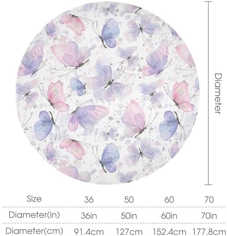 Purple Butterfly Tablecloth, Watercolor Pink Butterfly Abstract Cartoon Print Table Cloth for Farmhouse Kitchen Dinning Room Picnic Parties Home Decor, 70x70in