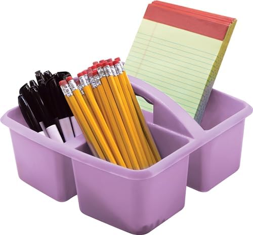 Teacher Created Resources Lavender Portable Plastic Storage Caddy 6-Pack for Classrooms, Kids Room, and Office Organization, 3 Compartments (TCR2088745)