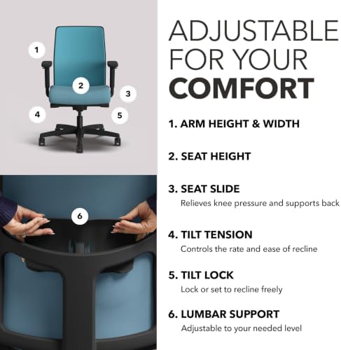 HON Ignition 2.0 Low Back Ergonomic Office Chair, Desk Chair, Sky