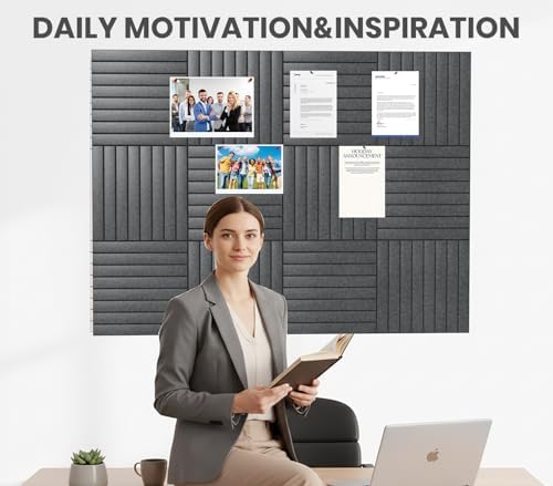 48" x 36" Large Felt Bulletin Board, Eight-Stripe Dark Gray