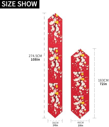ALAZA Double-Sided Japaneses Sakura Tree Cherry Bloom Table Runner 18x72 Inches Long,Table Cloth Runner for Wedding Birthday Party Kitchen Dining Home Everyday Decor
