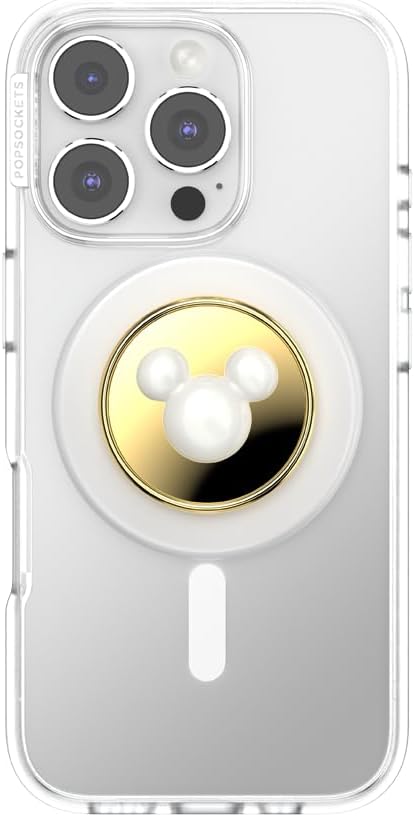 PopSockets Phone Grip for MagSafe, Magnetic Holder- Pearl Mickey | Removable, For Kindle / Android / iPhone, With Magnet, Disney, Mickey Mouse, Minnie, Enamel, Designs